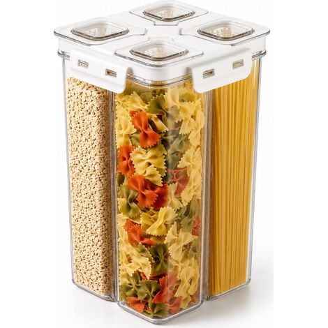 Boîte de rangement hermétique pour céréales et grains – Récipient pour grains de café, bonbons, écorces de mandarine séchées et nouilles – Boîte alimentaire hermétique – Distributeur de céréales haut (1/5)