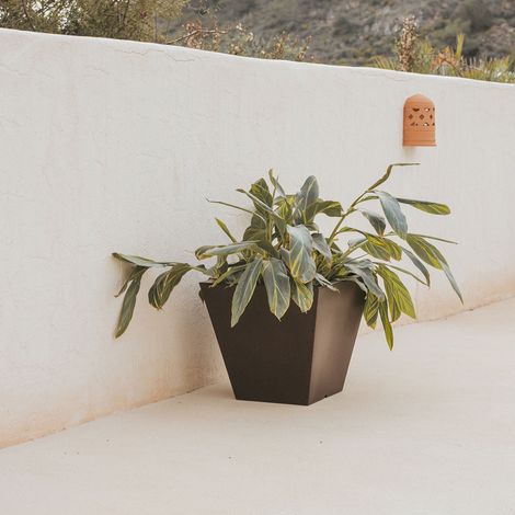 CLAVEL 30 Macetero Cuadrado de Interior y Exterior Para Plantas y Flores Muy Resistente al Paso del Tiempo. Hecho de Polietileno en España - Negro