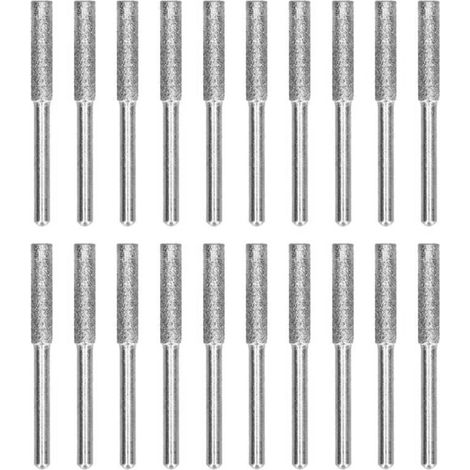 20 Pièces Tronçonneuse Affûteuse Fraise Tête De Meulage Tronçonneuse Tête De Meulage Fichier Rotatif Affûtage Ensemble D'outils Kit(4mm-argent) (1/4)
