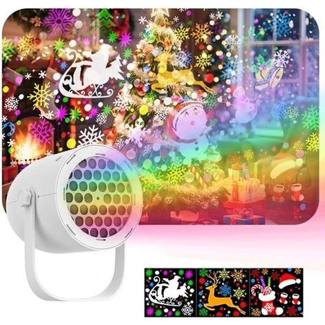 Projecteur de Noël - Projecteur LED de Noël - Projecteur HD - Mini projecteur USB - Cadeau de Noël - Éclairage décoratif - Convient pour les décorations de plafond, de terrasse et murales - Blanc (1/5)