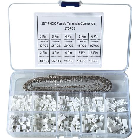 590 Pieces JST PH Connecteur Kit avec 2.0mm JST-PH 2/3/4/5/6 Pin Mâle et Femelle Connecteurs avec Bornes à Sertir 2mm Broches Terminals pour Projet Électronique et Réparatio (1/5)