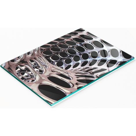 Küchenarbeitsplatte aus gehärtetem Glas mit dekorativen Grafiken, Metalltunnel, 80 x 52 cm (1/5)