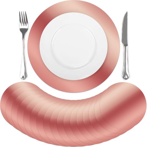 Lot de 50 Sets de Table Jetables Rose Miroitants Ronde, 33cm Dessous de Table en Papier, Dessous Assiette pour Mariages Anniversaires Vacances Cuisine Maison, Décoration de Table (1/5)