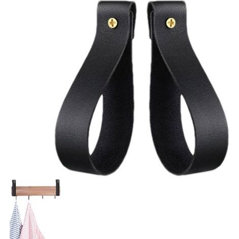 Leather Wall Hooks - Faux Leather Hooks, Rustic Style Coat Racks Easy-to-install decorative hooks, sturdy and durable, suitable for bathroom, kitchen, and shower room towel and curtain rod hooks. (1/5)