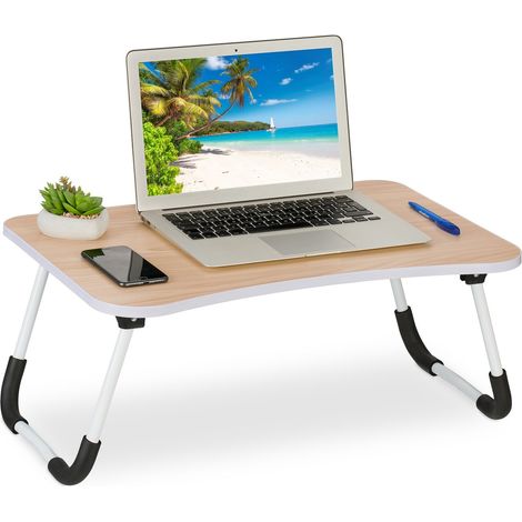 Escritorio portátil con efecto madera: bandeja plegable para portátil