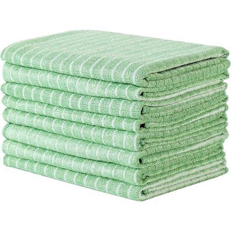 Ecleanfy - Lot de 8 torchons de cuisine en bambou et microfibre, super doux et absorbants, 45 x 65 cm, vert (1/5)