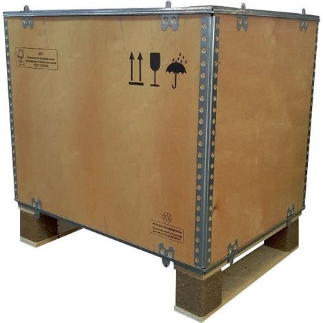 KKE – Fond et couvercle en bouleau contreplaqué 800 x 600 x 400 mm – Charnières en acier galvanisé – Recommandé pour transport par air, terre et mer