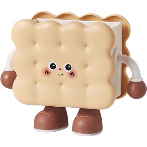 Boîte de Rangement Créative Porte-Stylo 3D - Design Toast Biscuit Fromage Chocolat Pour Bureau École Maison Khaki (1/5)