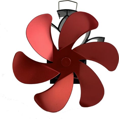 Ventilateur de poêle à bois – Ventilateur de cheminée à énergie thermique à 6 pales – Ventilateur silencieux pour poêle à bois/cheminée (rouge) (1/4)