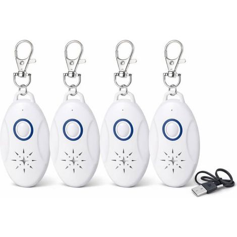 Lot de 4 Répulsifs Ultrasons Rechargeables USB, Anti Puces Tiques Moustiques, sans Produit Chimique, Portable Chiens Chats Extérieur (1/5)