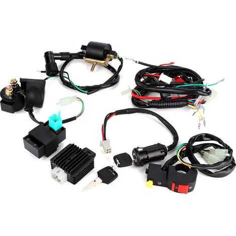 Faisceau Electrique Dirt,Cablag Pit Bike, Quad De Démarrage Électrique, Kit complet de faisceau de câbles moteur de démarrage pour moto tout-terrain 110 pièces modifiées (1/5)