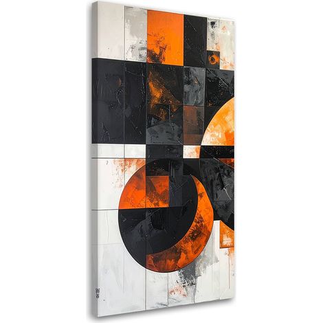 Stampe su Tela, Astrattismo geometrico nero arancione, 40x80 (1/5)