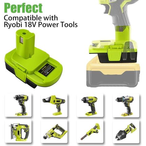 DM18RL Adaptateur de batterie pour batterie lithium-ion Dewalt 20 V pour batterie Milwaukee 18 V fonctionne pour les outils électriques Ryobi 18 V, convertisseur avec port USB
