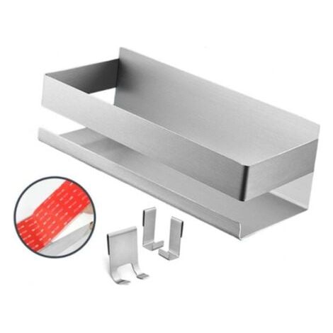 (Aluminium brossé) étagère de Douche Panier de Douche étagère de Salle de Bain sans perçage - Fixation très Solide grâce à la Bande adhésive de Montage (1/4)