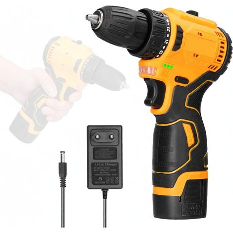 Trapano/avvitatore a batteria da 16,8 V, utensile elettrico per la casa e i progetti fai-da-te, con regolazione del senso di rotazione e batteria al litio. (1/5)
