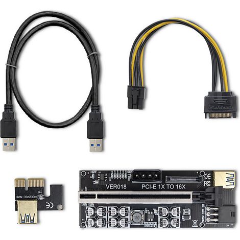 Qoltec Riser PCI-E 1x - 16x USB 3.0 ver. 018 SATA/PCI-E 6 pin