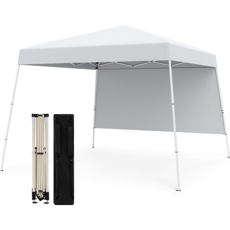 CASART 300 x 300 cm Pop up Canopy Tent Portable Backpack w/1 Sidewall-White (1/5)