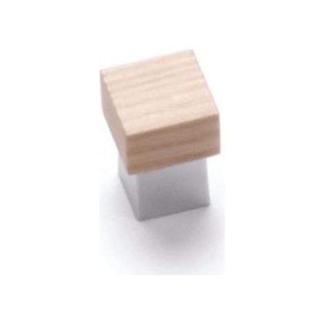 Poignée Symbiosis 9090 - talla Chromé mat/Hêtre, vernis transparent. 21x21x29x16mm.