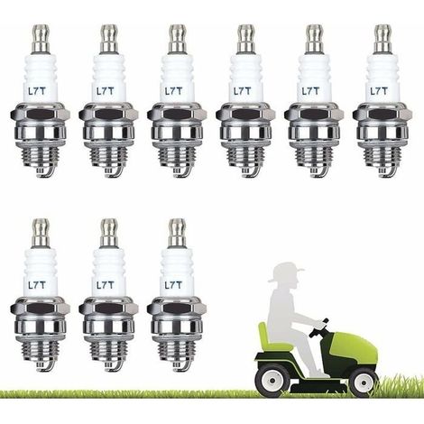 Lot de 10 Bougie D'allumage L7T Bougie Tronconneuse Débroussailleuse Tondeuse pour Moteur à Deux Temps Taille Haie