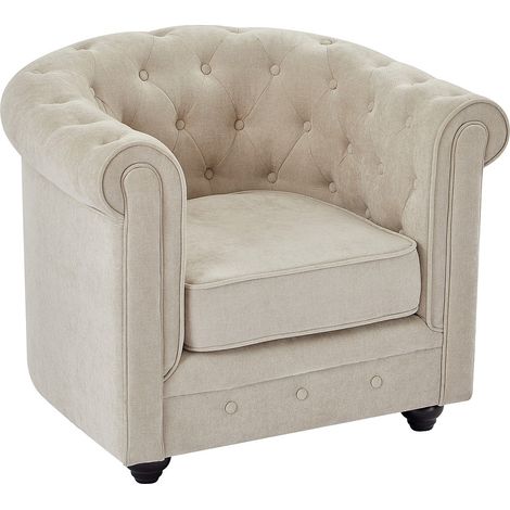Fauteuil en tissu beige CHESTERFIELD