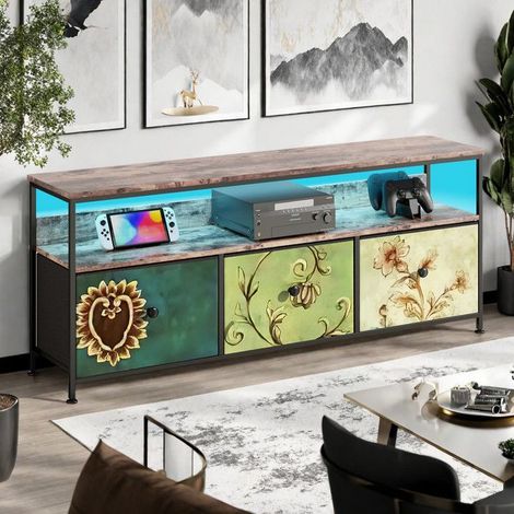 Buffet-Bas - 3 Schubladen - Integrierte LED - Metall - Industrieller Stil