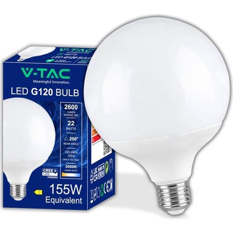 Ampoule LED Globe E27 22W (équivalent 155W) G120-2600 Lumen - Ouverture du faisceau lumineux 200° - 3000K Blanc Chaud (1/5)
