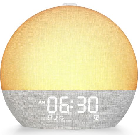 Réveil Lumineux Simulateur d'Aube, 30 Sons Naturels, Bluetooth 17 couleurs, 20 niveaux de luminosité, idéal pour la chambre, adultes et enfants (1/5)