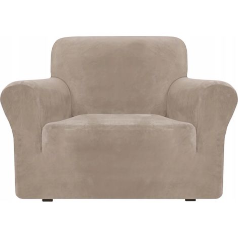 Bezug für Sessel, Sofa, Einsitzer, elastischer Samt, TESS, hellbeige