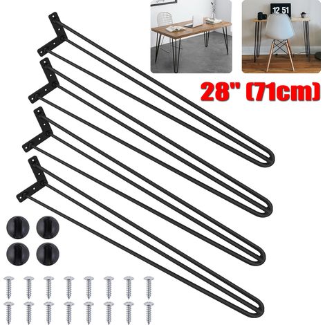 4x pieds de table en épingle à cheveux Pieds de table Hairpin Leg 28 pouces Pieds de meuble