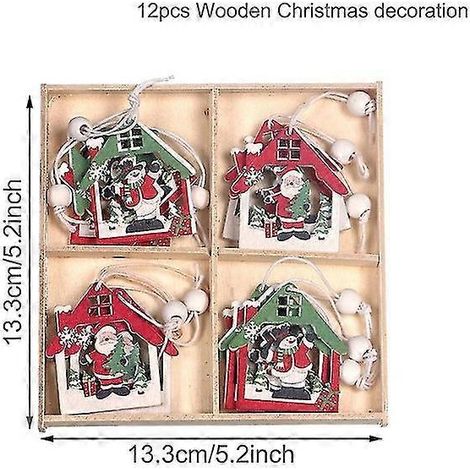 Pendentif de Noël en bois - Décoration de Noël 2023 - Ornements de Noël - Décoration de sapin de Noël - Cadeaux de Noël - Nouvel An 2024 (1/5)