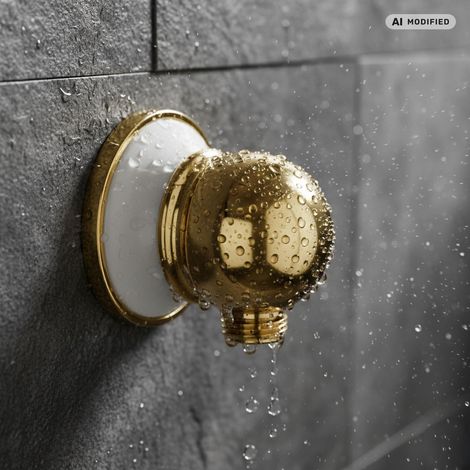 PaulGurkes Wandanschlussbogen Gold Retro mit Keramik (1/3)