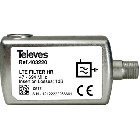 Filtro LTE700 5G Enchufable Conector F 65dB C21-48 47-694MHz