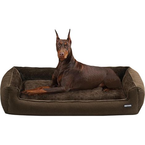 Hundebett Hundesofa waschbar abnehmbar L 120 x B 90 x H 30 cm Braun (1/5)