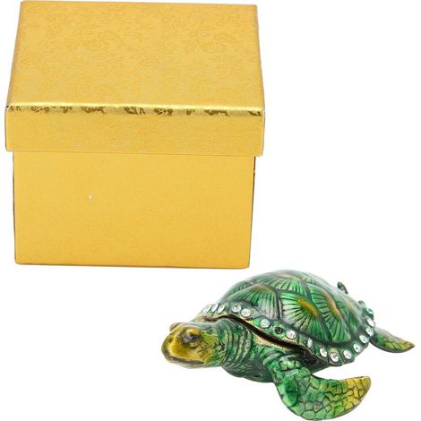 Petite boîte à bijoux en alliage de zinc, statue tortue porte-bijoux, coffret de rangement pour collection, décoration maison