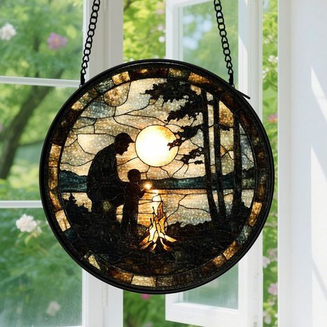 Suspension en vitrail, attrape-soleil élégant coloré, décoration porte fenêtre, cadeau Fête des Mères, Fête des Pères pour femme, homme 9cm (1/5)