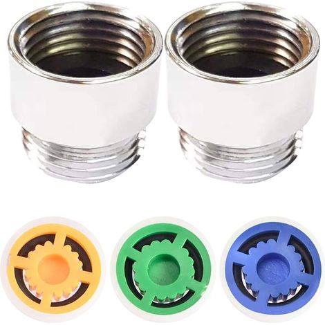 Limiteur De Débit Pour Robinet - En Laiton - Filetage 1/2 Pouces - Débits Réglables 4 / 7 / 9 L/min - Pour Douche WC Cuisine Hôtel - Lot De 2 (1/5)