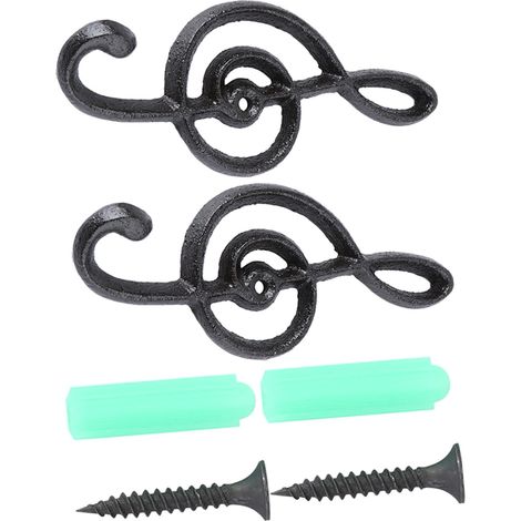 Lot de 2 crochets muraux décoratifs en fer noir en forme de (1/5)