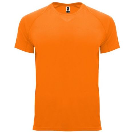 Camiseta técnica de manga ranglán con factor protección UV BAHRAIN 16 Naranja Flúor