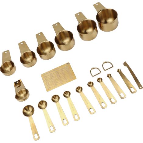 Goldene Messlöffel aus Edelstahl, Set mit 18 Tassen und Messlöffeln, Backutensilien (1/5)