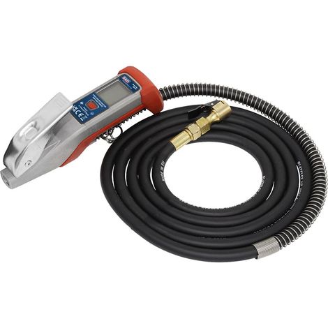 Sealey Digital Tyre Inflator 2.7m Hose with Clip-On Connector SA375