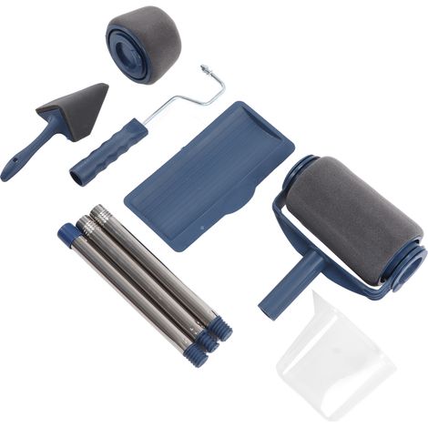 Ensemble de 6 rouleaux à peinture sans joint en plastique et acier inoxydable, plateau multifonctionnel pour pinceaux et peinture à domicile (1/5)