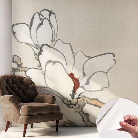 Selbstklebend Tapete modern - Wanddeko für Küche - Klebefolie Wand - luxus Look Zarte Magnolien 250x250 cm (1/5)