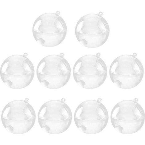 Lot de 10 boules de Noël transparentes en plastique, 40 mm, à suspendre soi-même au sapin. (1/5)