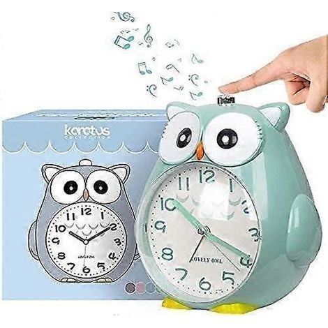 Réveil hibou silencieux pour enfants avec veilleuse, fonction snooze, fonctionnement à piles, vert (1/5)