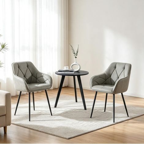 Pack de 2 sillas de comedor modernas 45,5x45x83,5 cm polipiel gris oscuro - CHICFURN (1/5)
