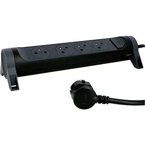 Legrand Rotierende Steckdosenleiste 4 Steckdosen Schwarz und Grau 16A 230V