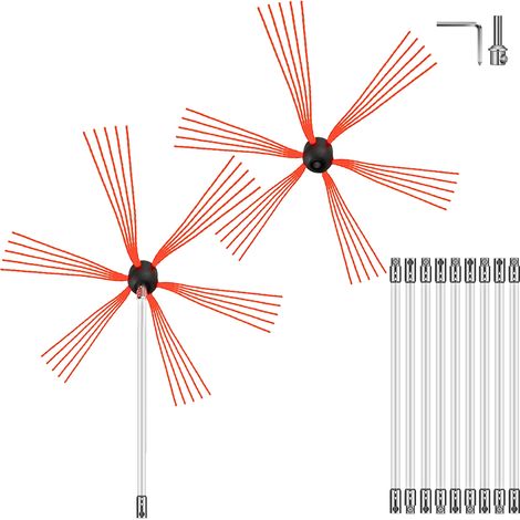 VEVOR Brosse de Cheminee de 10 Metres Kit de Ramonage avec Une tete de Bross Supplementaire En nylon pour Poele a Pellet pour Nettoyer Cheminees en Metal ou en Brique