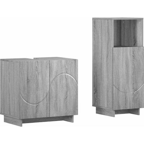 Juego de Muebles de Baño 2 uds. Sonoma gris vidaXL (1/5)