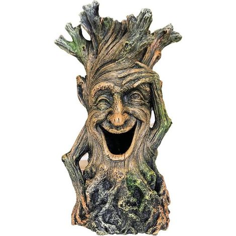 Décoration d’aquarium en résine, statue décorative en forme d’arbre souriant pour bac à poissons (1/5)