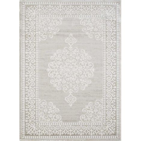 Tapis oriental 200x280 beige rectangle motif ancestral LYN7 MIRALI